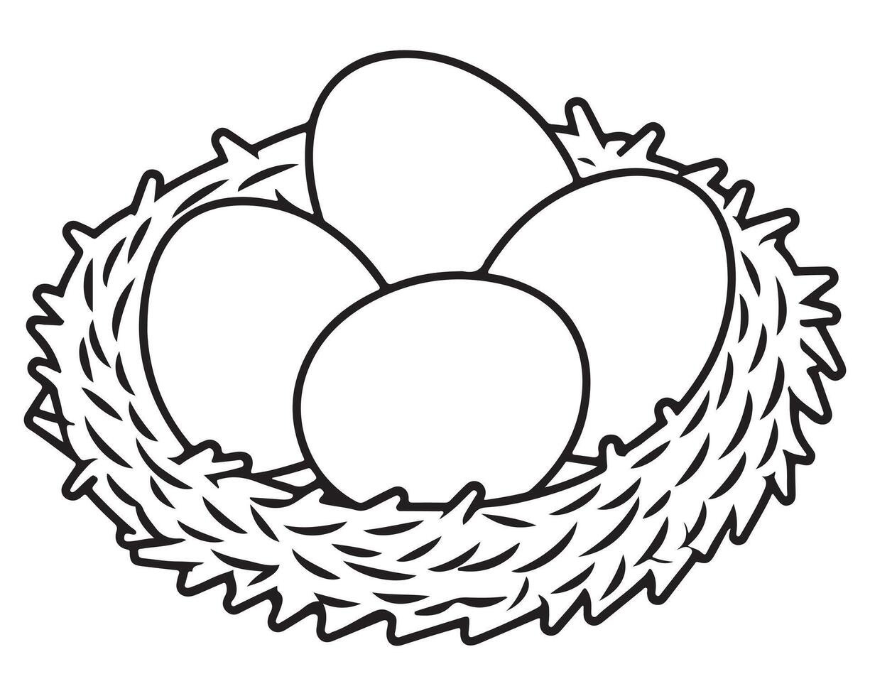 Egg in the nest drawn vector