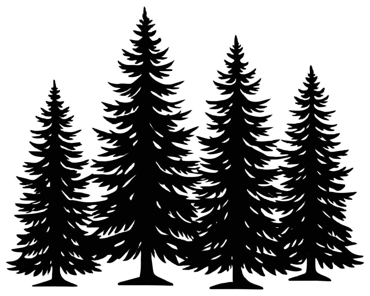 negro abeto arboles invierno temporada diseño ilustración vector