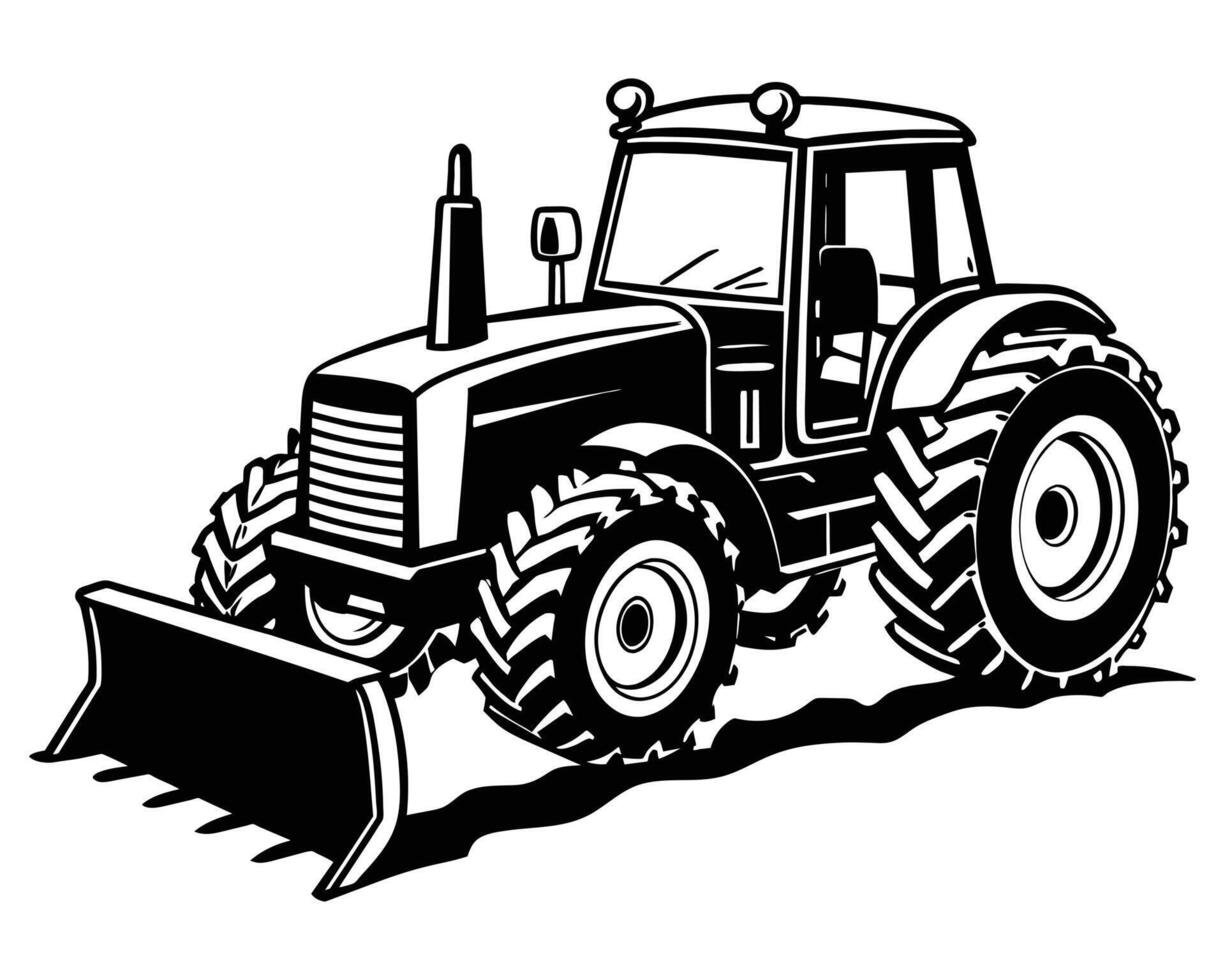 Drawing of the agricultural tractor illustration vector