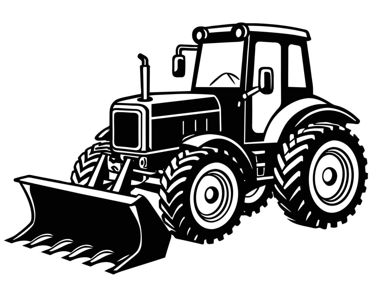 Drawing of the agricultural tractor illustration vector