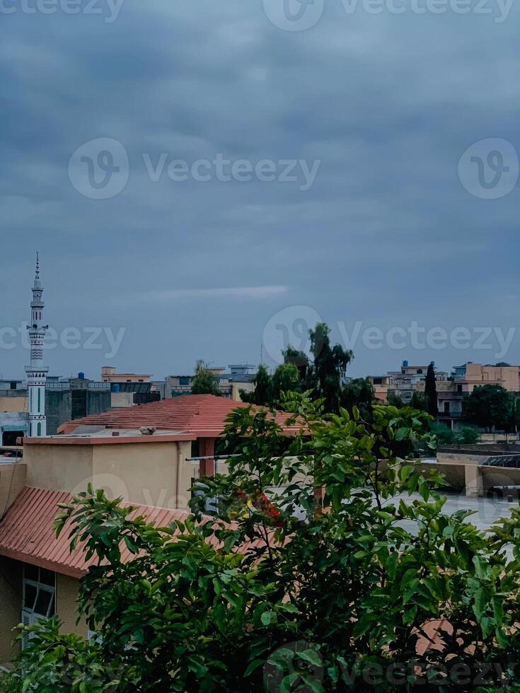 a view of the city from the roof of a building photo