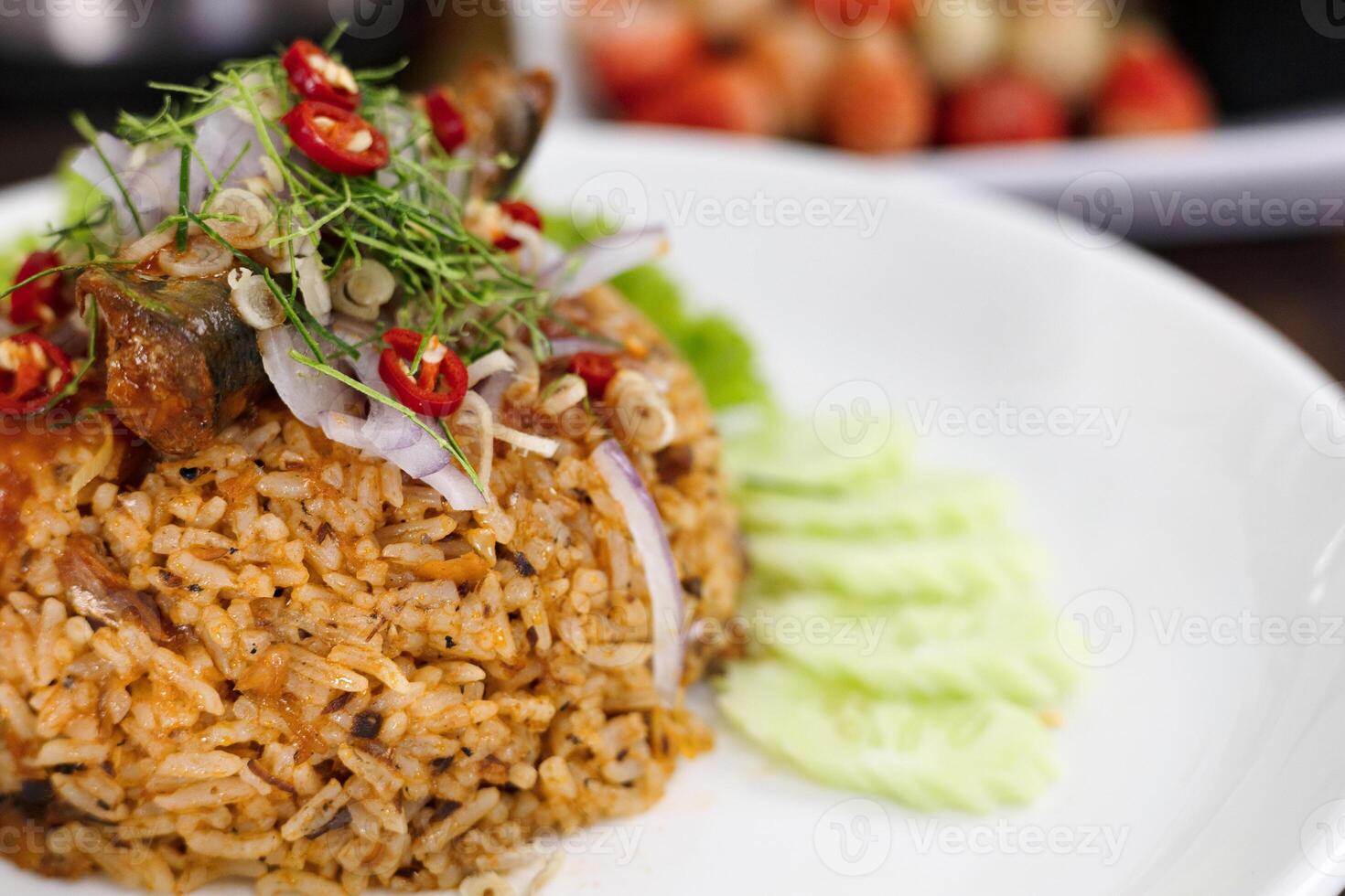 Fried Rice With Spicy Canned Fish In Tomato Sauce photo