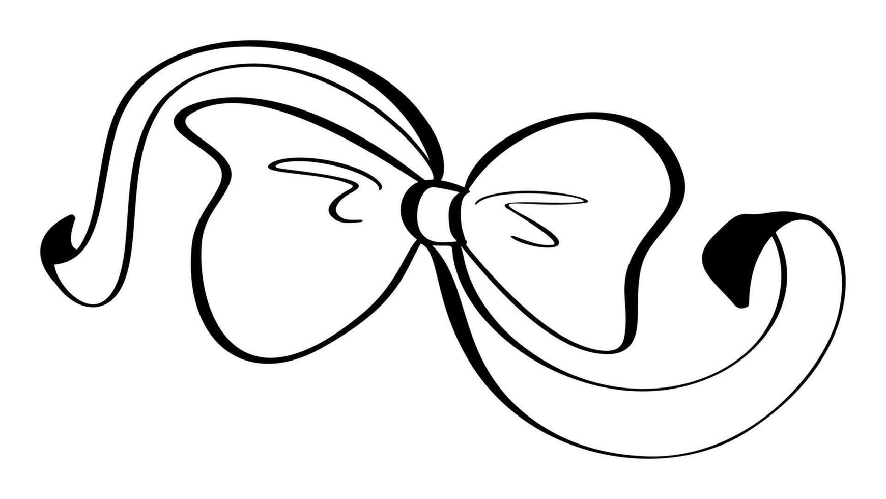 black and white drawing of bow and ribbon. line icon element for web site design, logo, app, UI. illustration vector