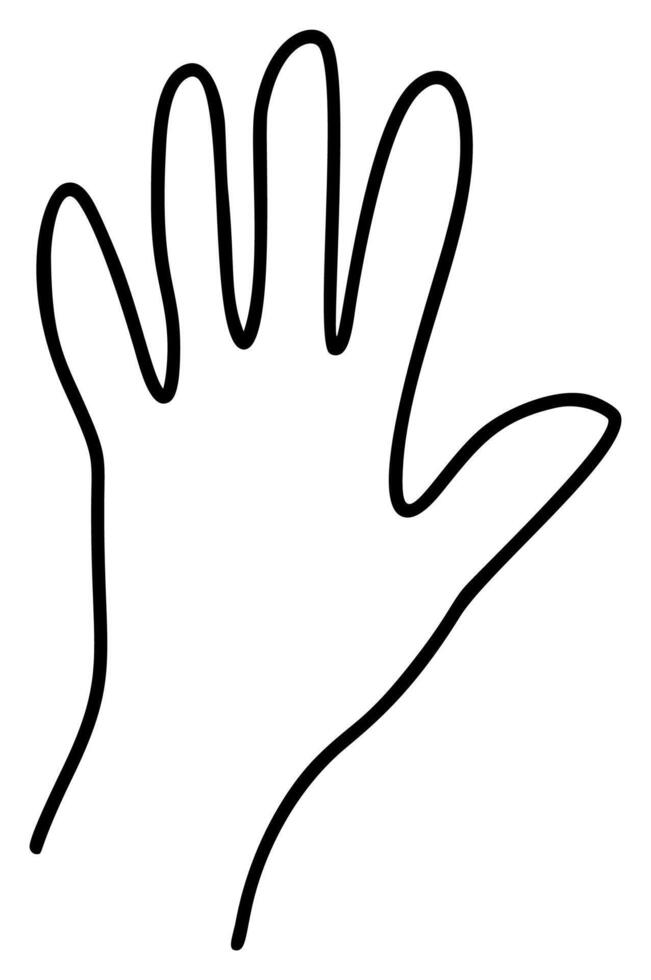 Drawn line of right hand icon gesture on white background, perfect for a logo or symbol, warning sign stop vector