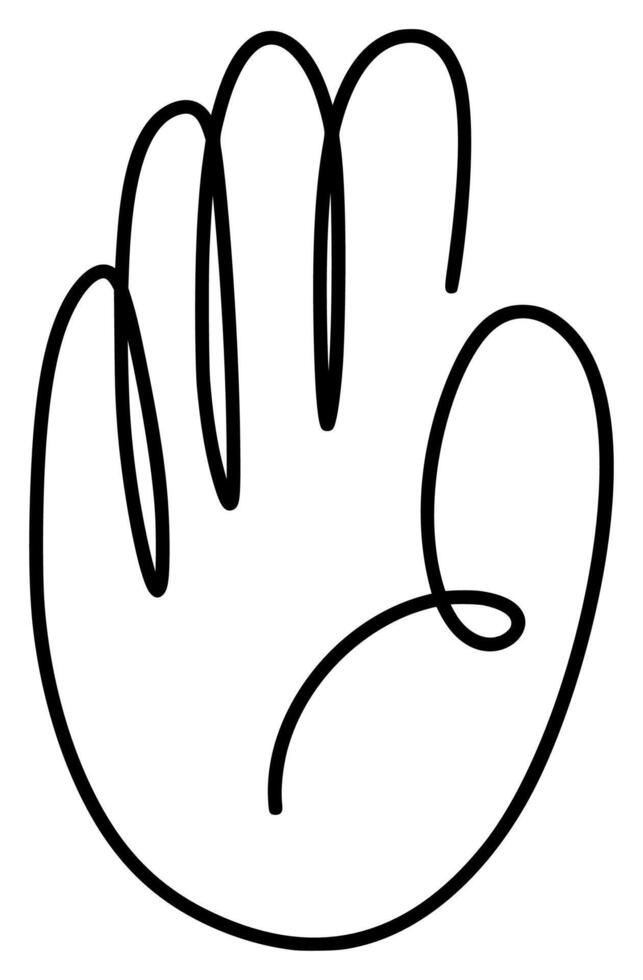 Drawn line of left hand icon gesture on white background, perfect for a logo or symbol, warning sign stop vector