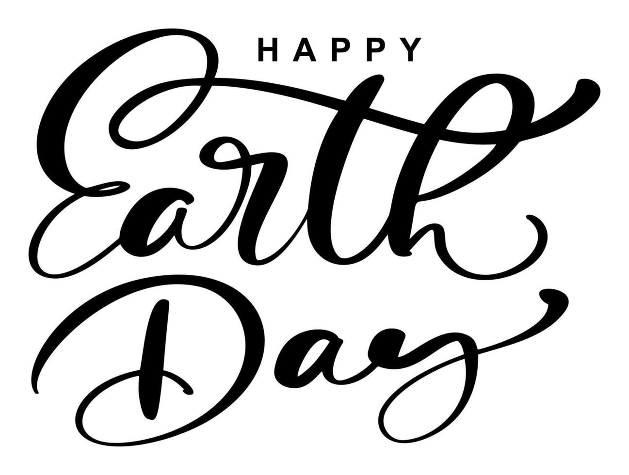 Handwritten lettering text Happy Earth Day logo. Typography calligraphic design for greeting cards and poster template celebration. illustration vector