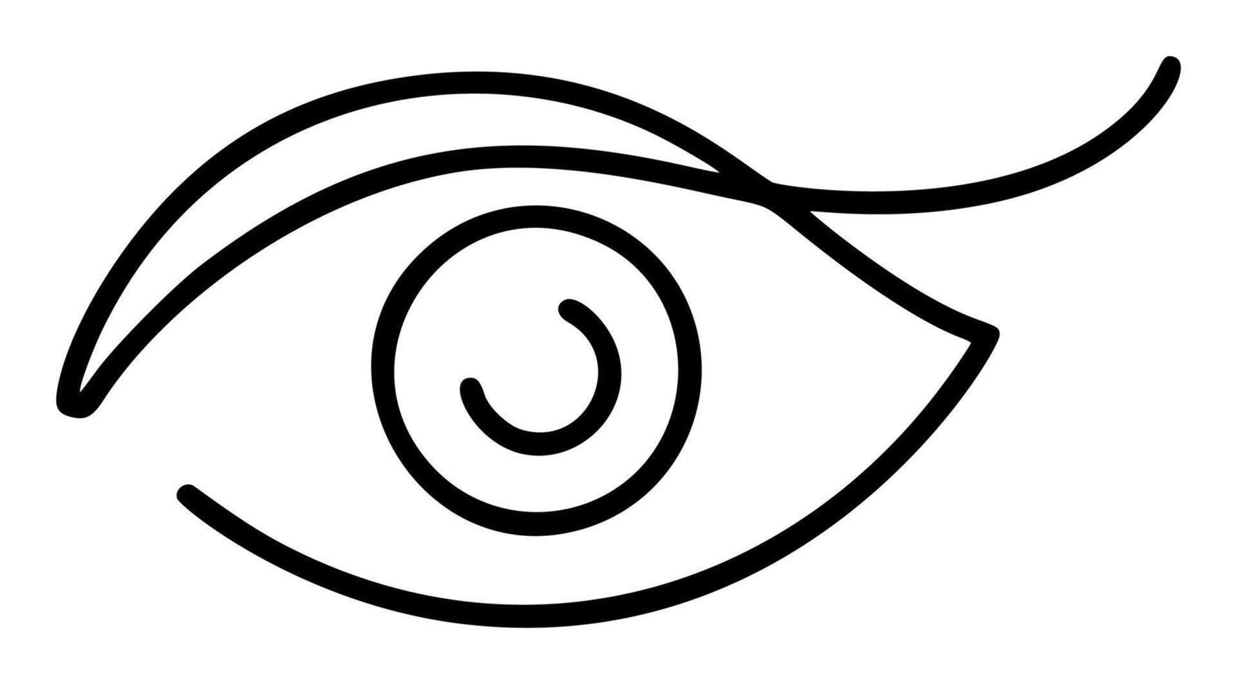Hand drawn eye icon in simple doodle style. Open black eye with lines logo. Monoline design vector