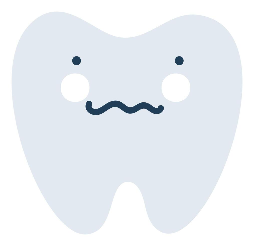 gris tonto diente emoji icono. linda diente personaje. objeto medicina símbolo plano Arte. dibujos animados elemento para dental clínica diseño, póster vector