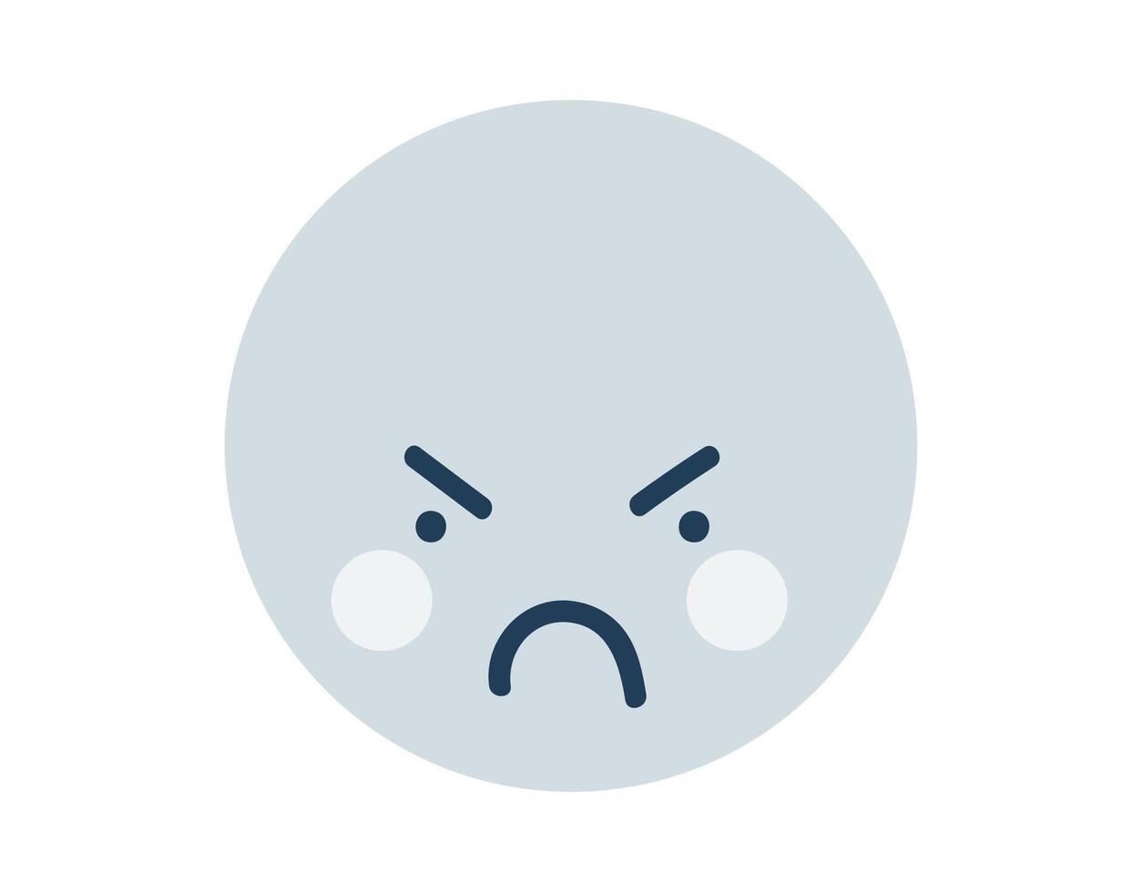 azul enojado redondo emoji icono. objeto símbolo plano Arte. dibujos animados elemento para web diseño, póster, saludo tarjeta vector