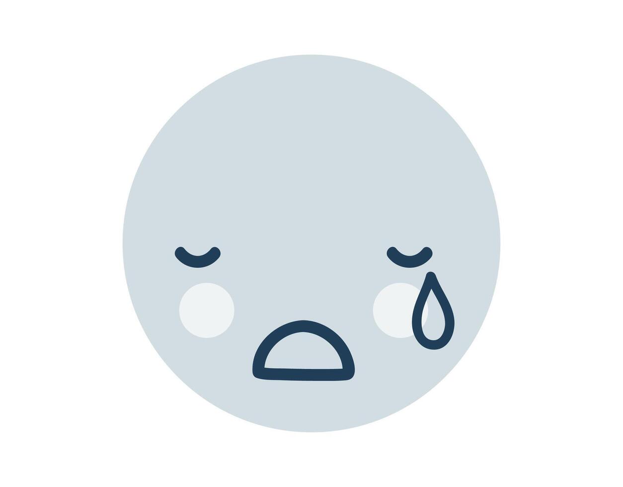 Blue crying round Emoji Icon. Object Symbol flat Art. Cartoon element for web design, poster, greeting card vector