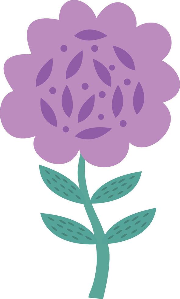 illustration in purple color. illustration for Easter, nature and spring design, isolated on white, with a green leaf. stock illustration. vector