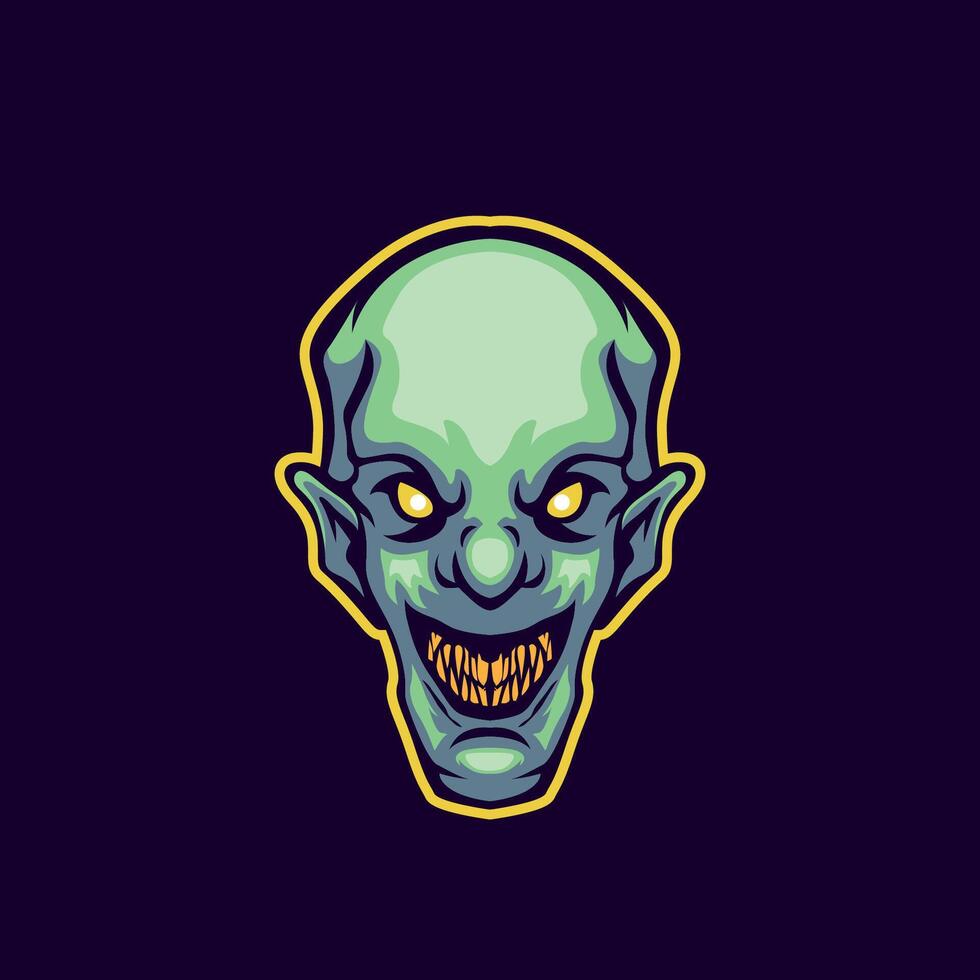 Green character zombie head mascot logo vector