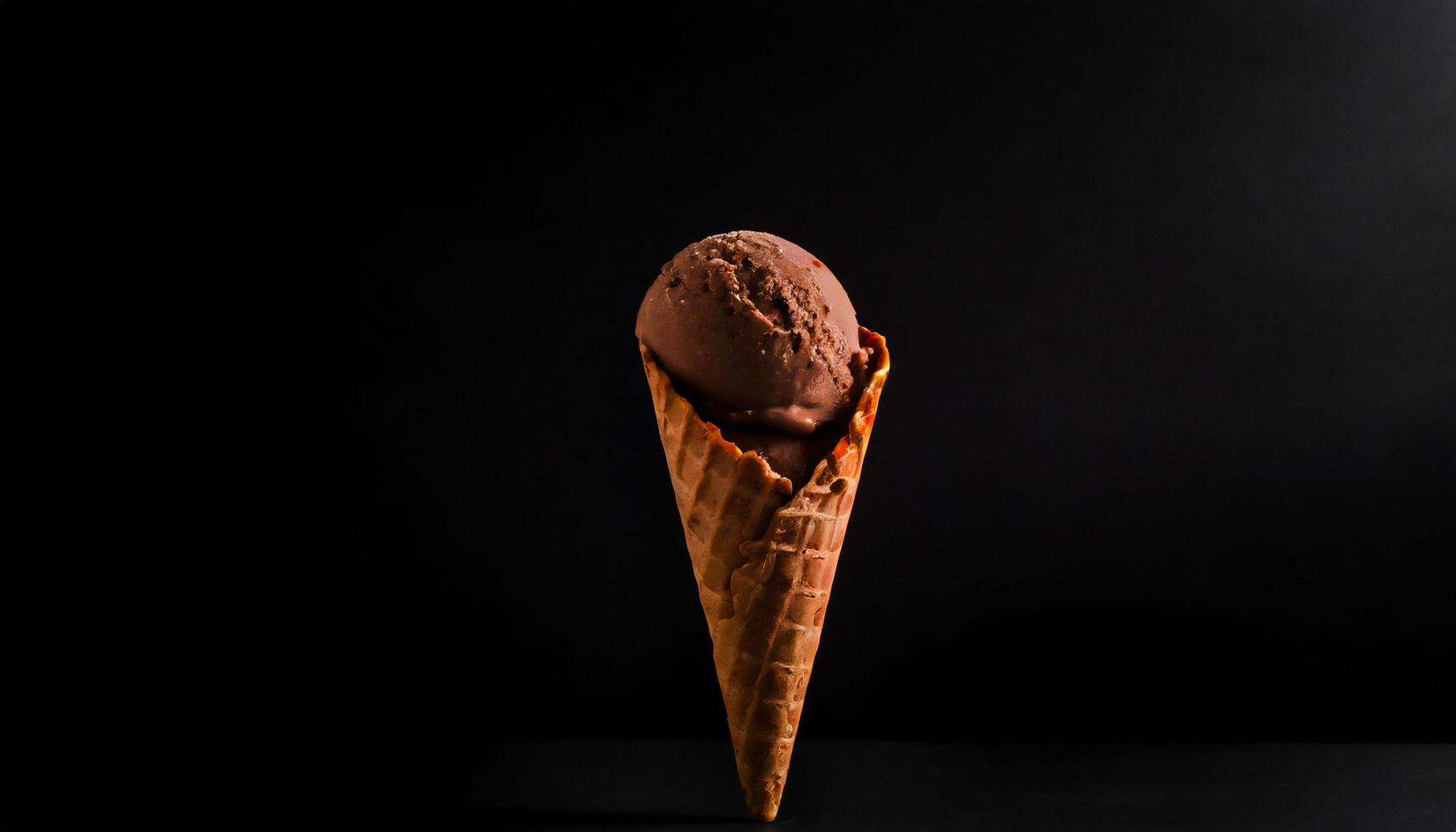 close up of chocolate ice-cream on the black background Generated Image photo