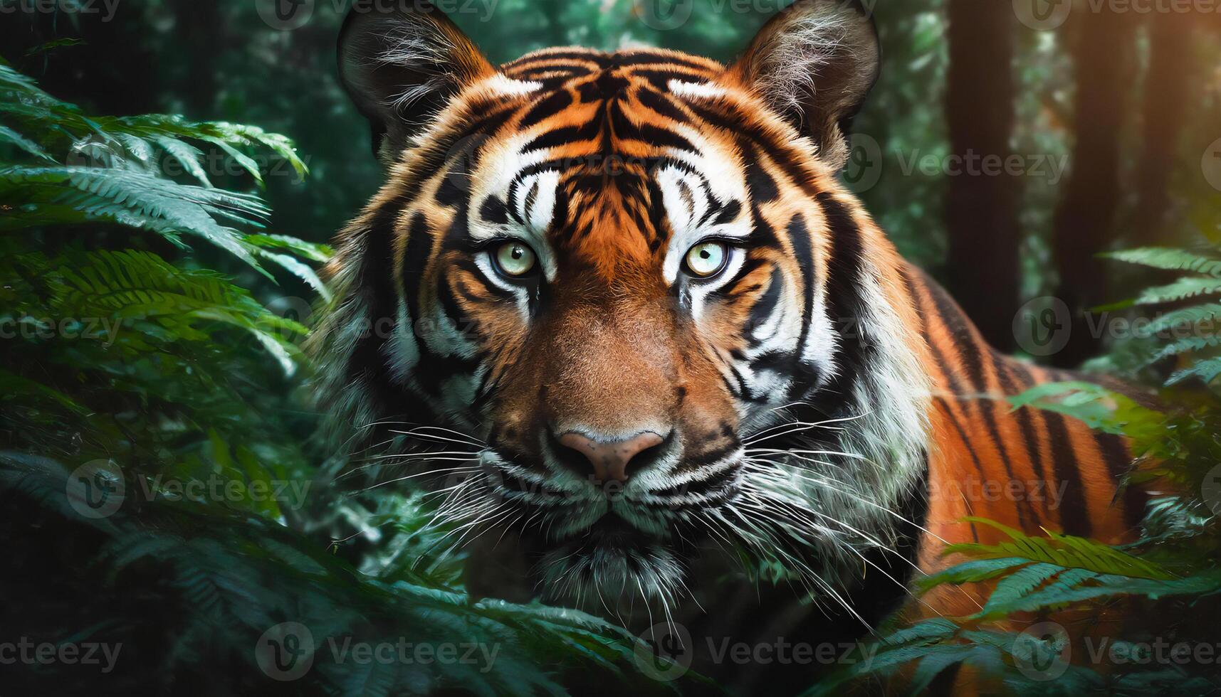 closeup of tiger in the forest Generated Image photo