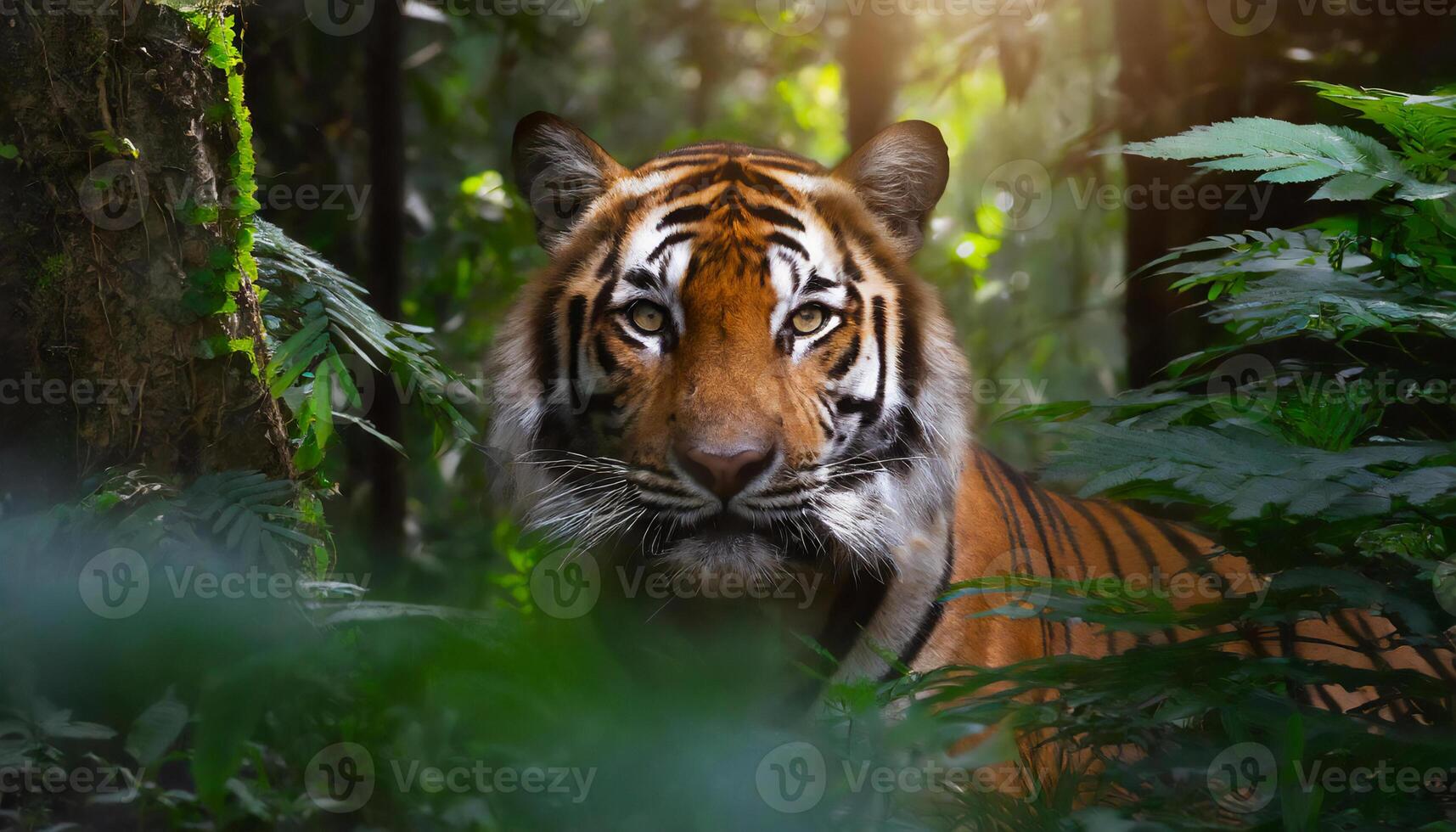 portrait of tiger in the forest Generated Image photo