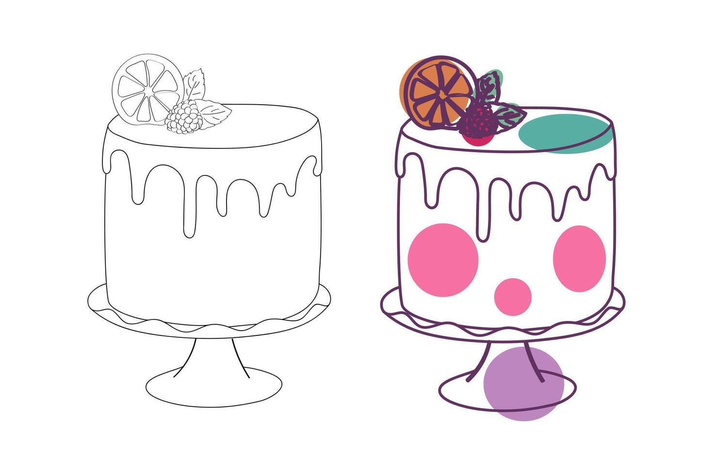 A delicious cake topped with a fresh slice of orange, adding a burst of citrus flavor to the dessert. The orange slice contrasts beautifully with the texture and color of the cake vector