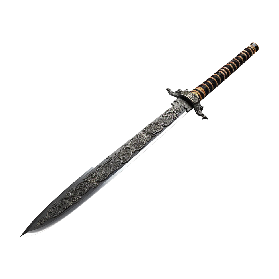 Traditional japanese katana sword isolated on a transparent background png