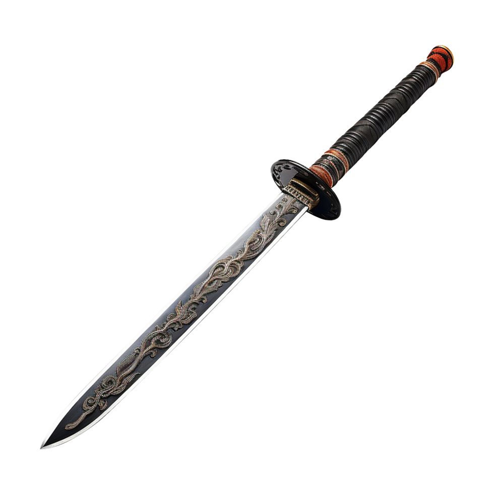 Traditional japanese katana sword isolated on a transparent background png