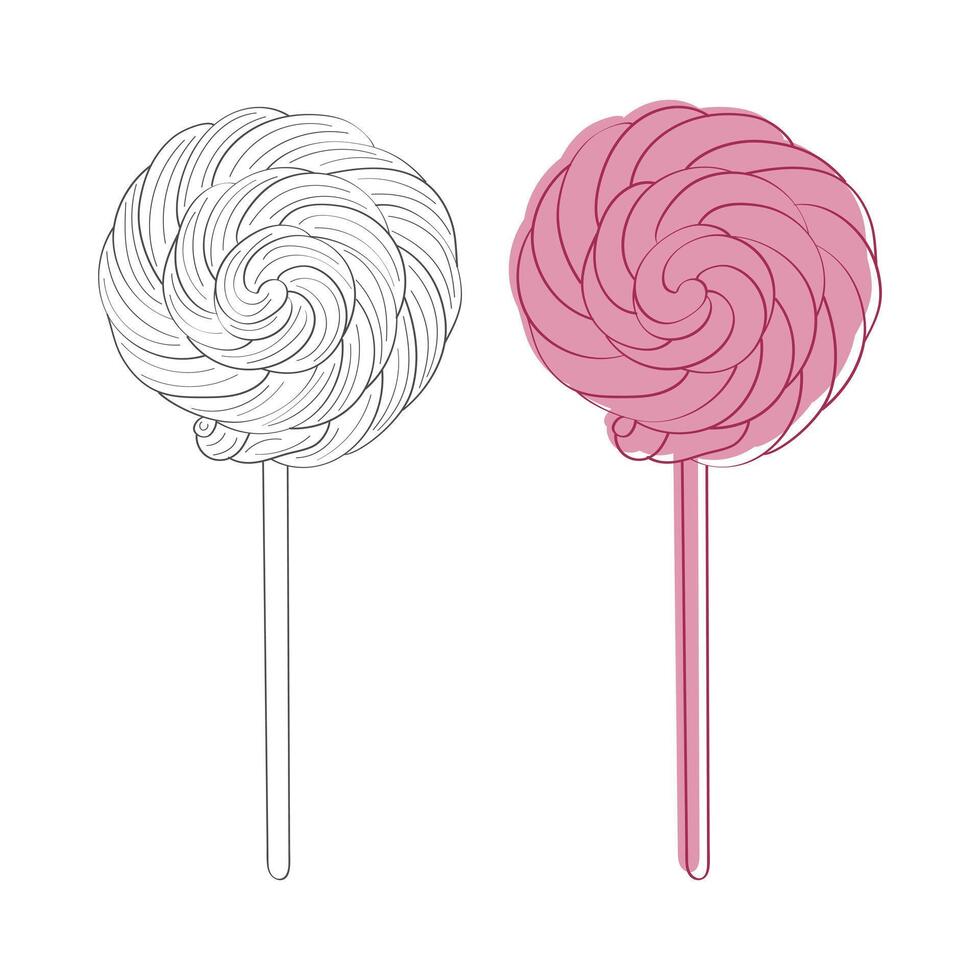 Two colorful lollipops are placed on a clean white background. The lollipops are vibrant and eye-catching, creating a simple yet visually appealing composition vector