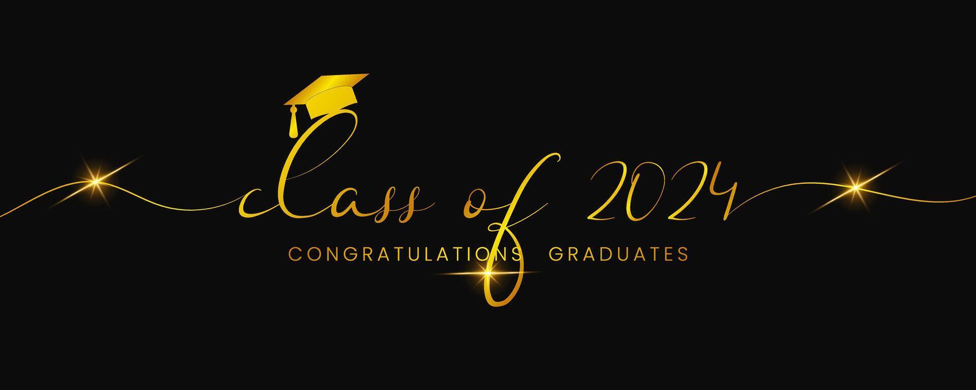 Class of 2024 handwritten typography lettering for letters banner, art and illustration. can use for, landing page, template, ui, web, mobile app, poster, banner, flyer, background vector