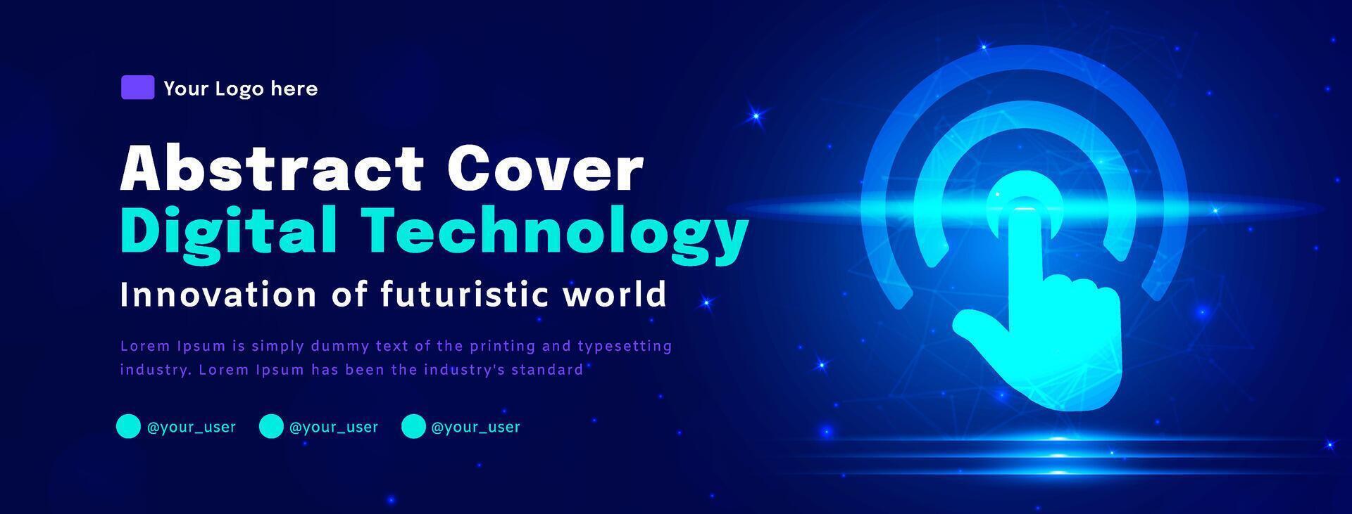 Digital technology poster cover, fingerprint scan blue background, cyber information, abstract communication, innovation future tech data, internet network connection, Ai big data, illustration vector