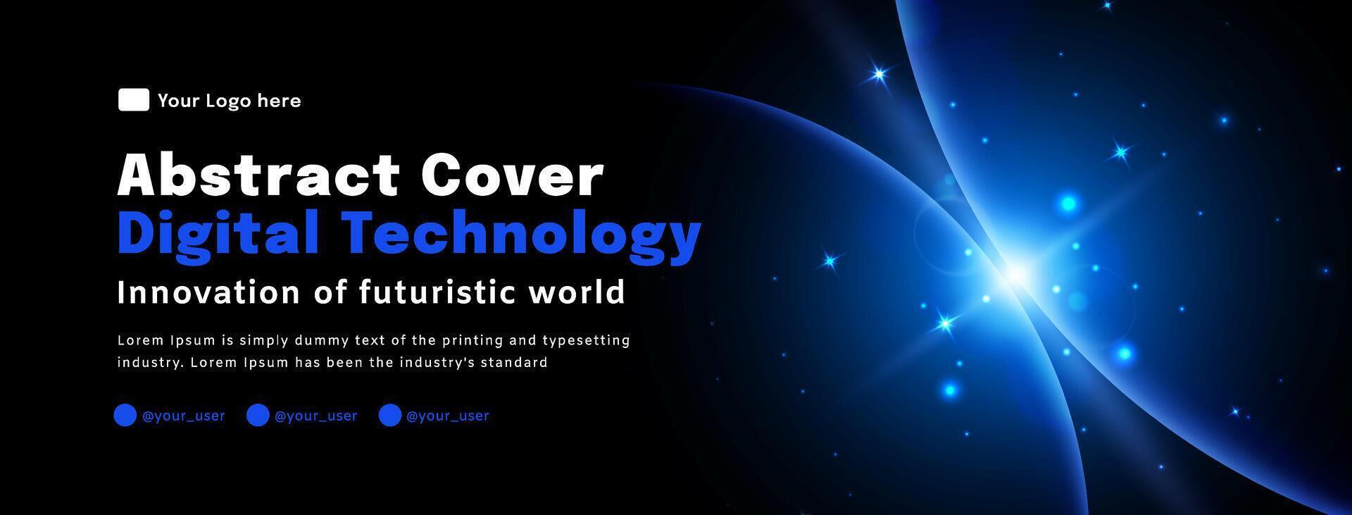 Digital technology poster cover, World map space blue background, cyber information, abstract communication, innovation future tech data, internet network connection, Ai big data, illustration vector