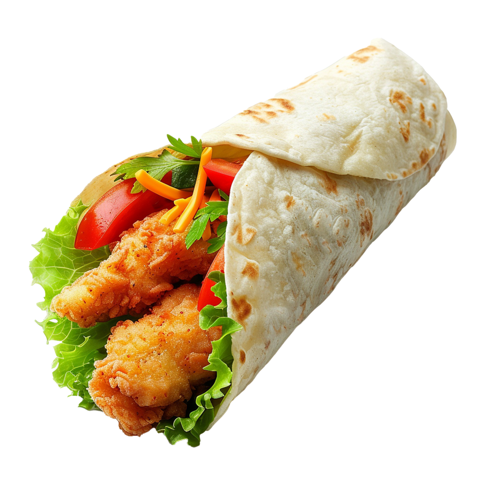 Tortilla wrap with chicken isolated on transparent background png