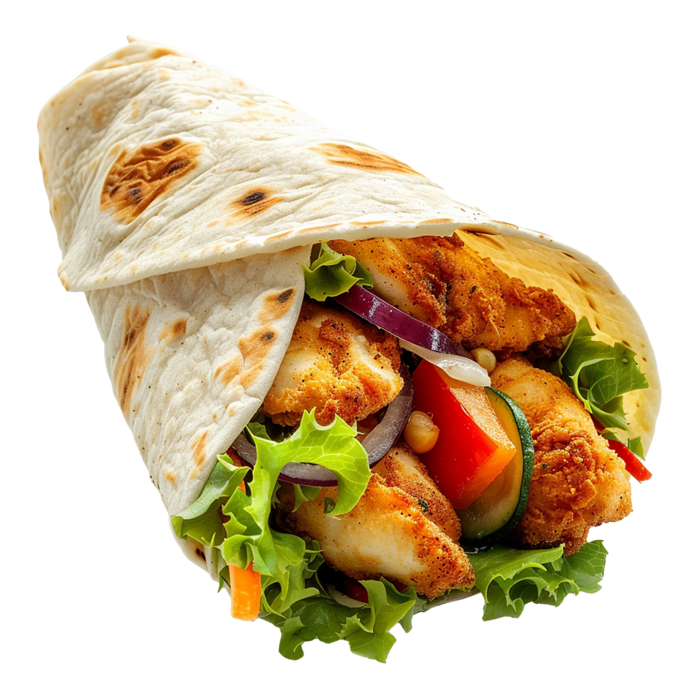 Tortilla wrap with chicken isolated on transparent background png