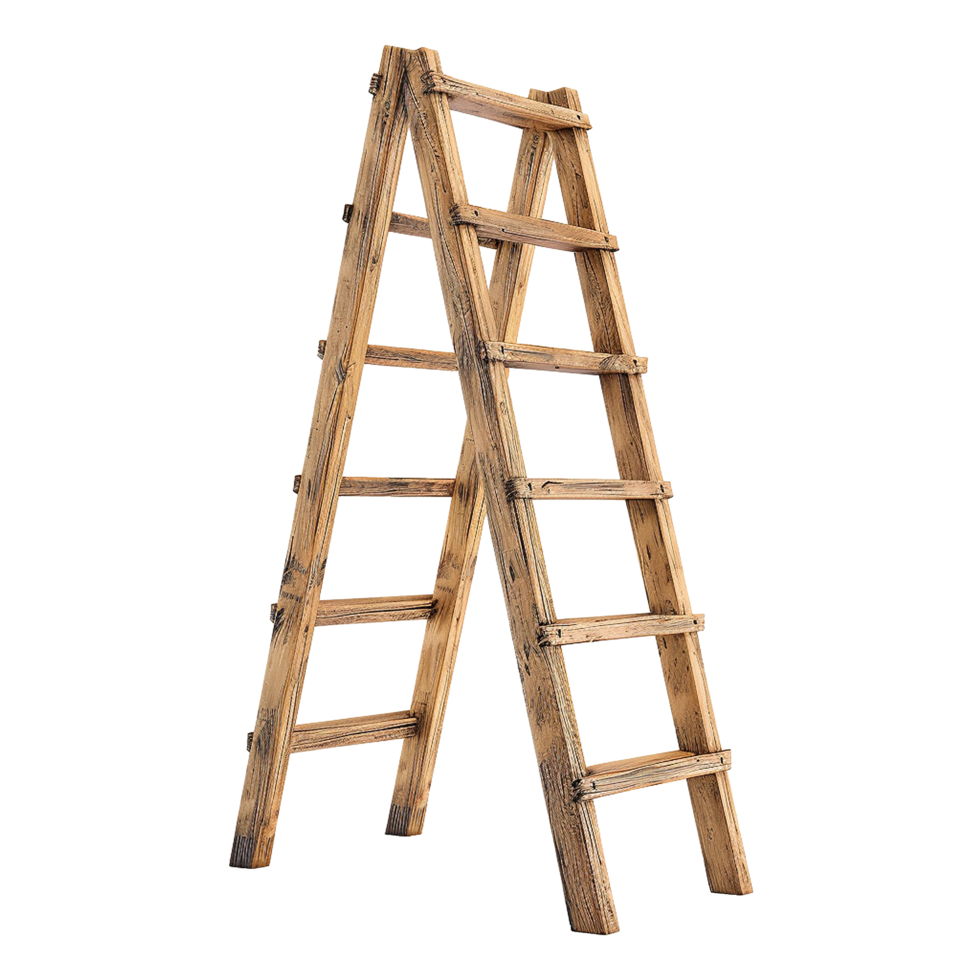 Wooden ladder isolated on transparent background png
