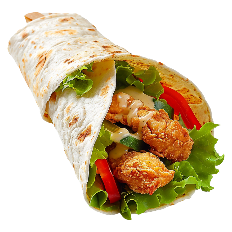 tortilla envolver con pollo aislado en transparente antecedentes png