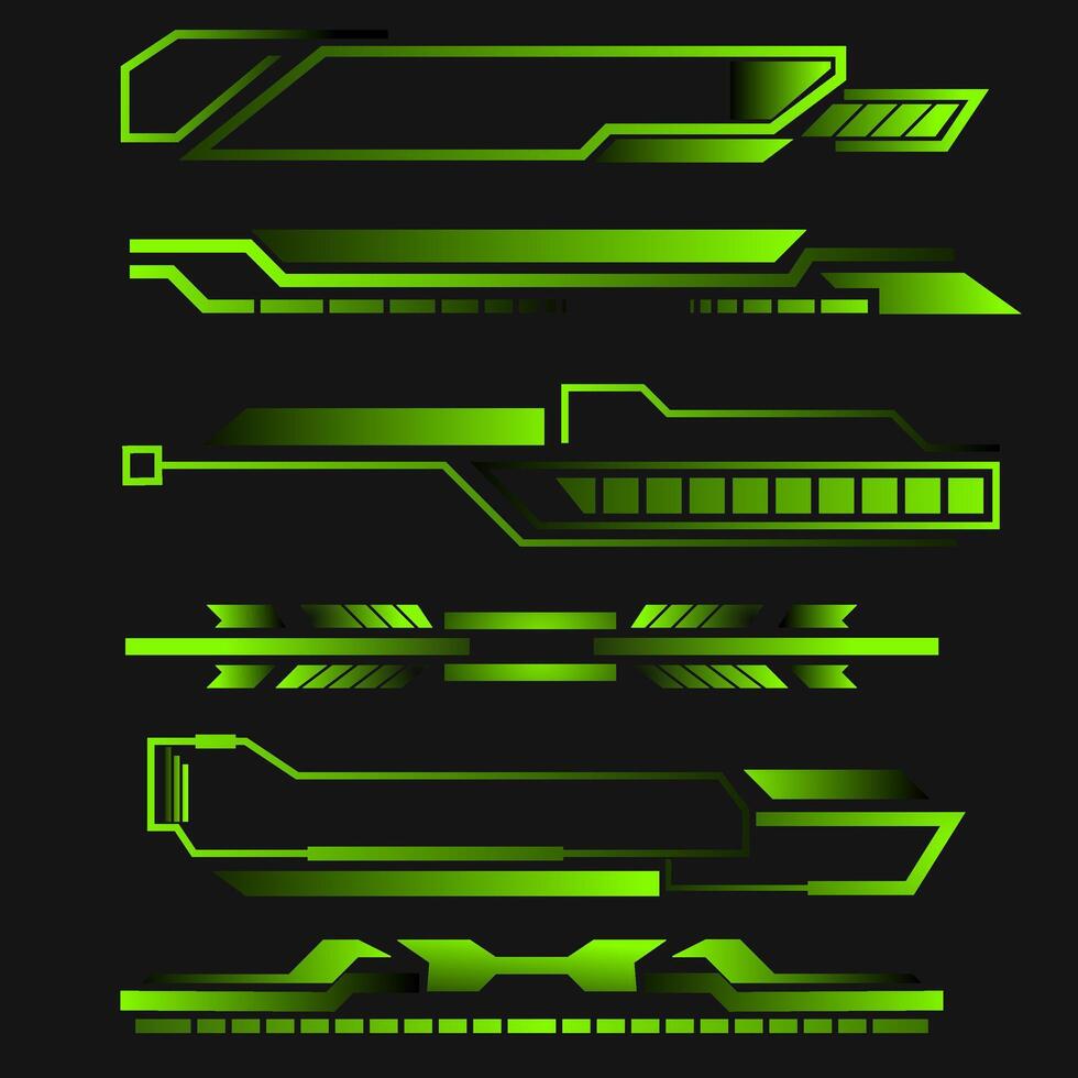 design set of futuristic technology elements in green vector