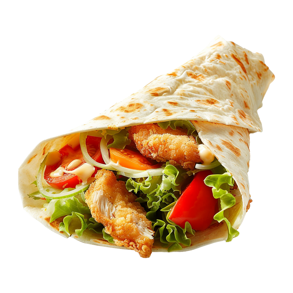 Tortilla wrap with chicken isolated on transparent background png