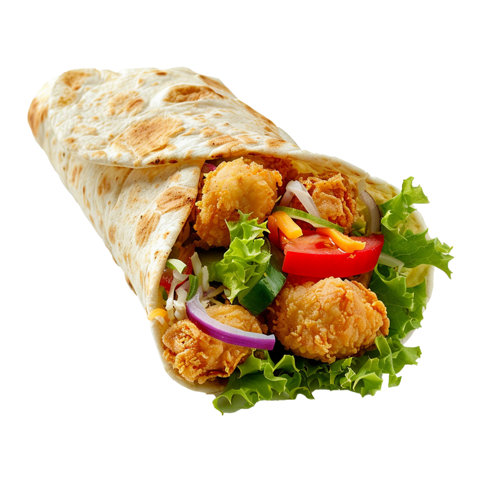Tortilla wrap with chicken isolated on transparent background png
