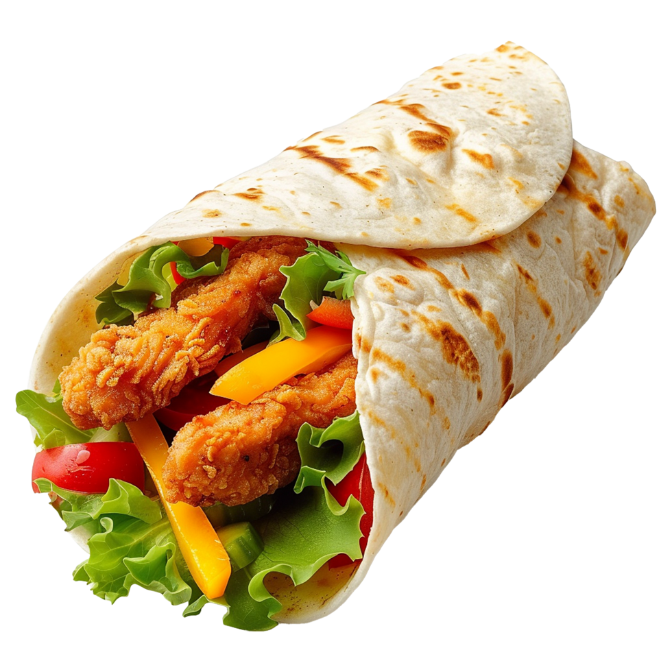 Tortilla wrap with chicken isolated on transparent background png