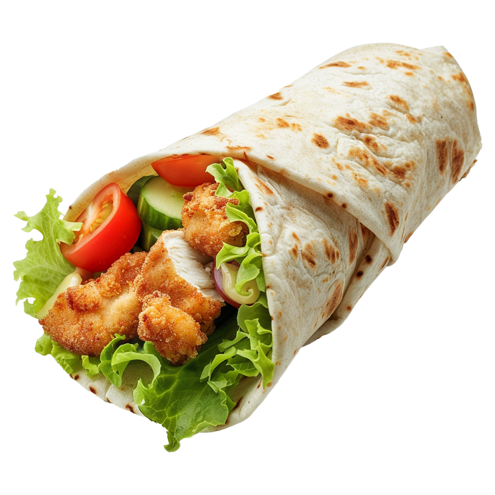 Tortilla wrap with chicken isolated on transparent background png