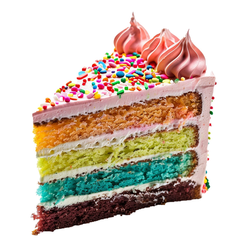 Rainbow layer cake isolated on transparent background png