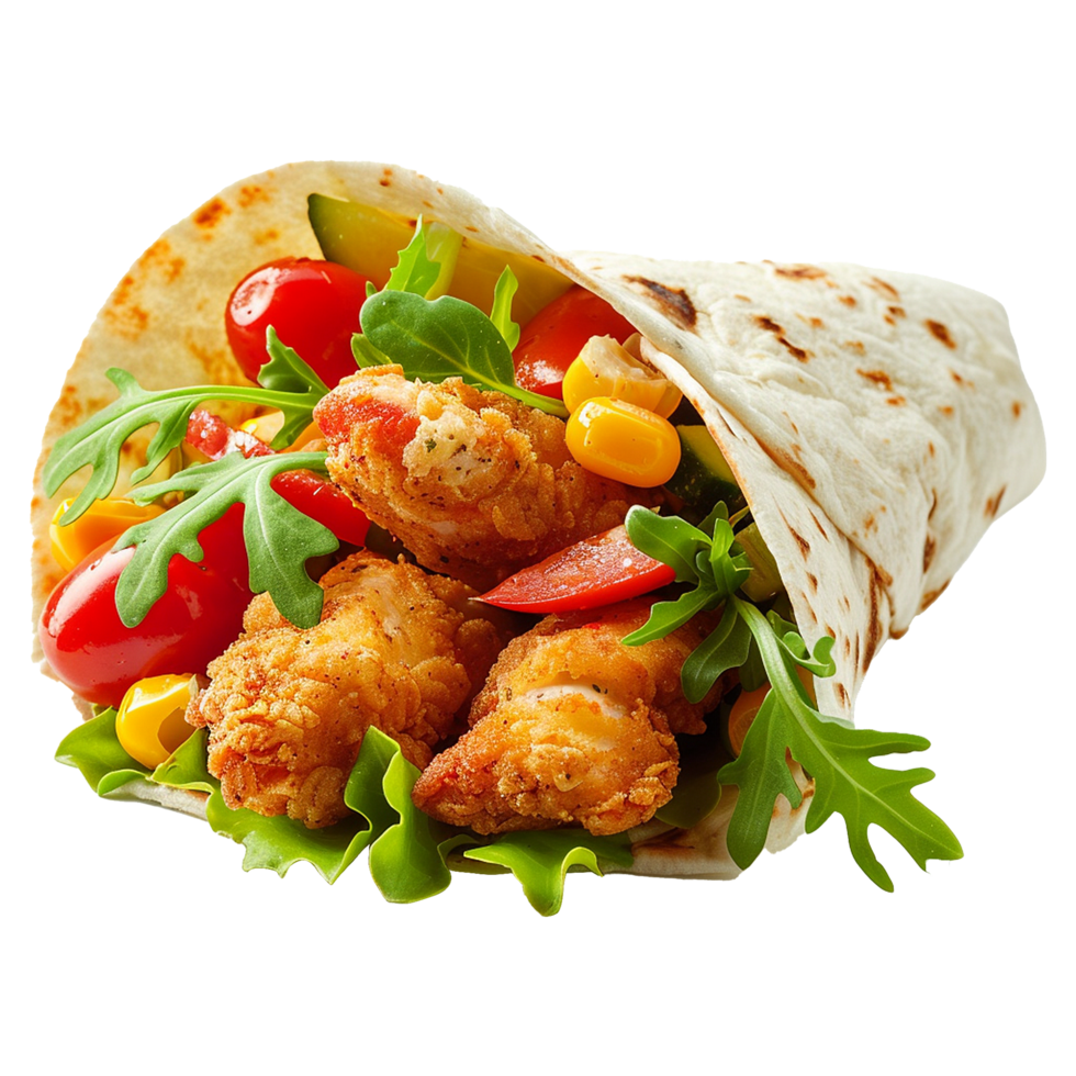 Tortilla wrap with chicken isolated on transparent background png