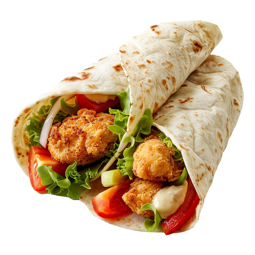 Tortilla wrap with chicken isolated on transparent background png