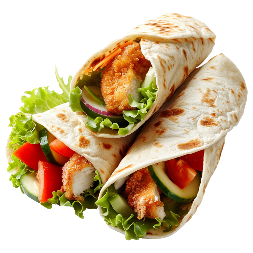 Tortilla wrap with chicken isolated on transparent background png