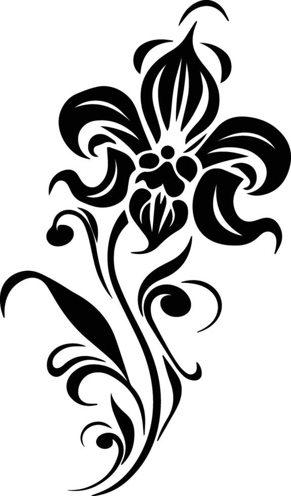 Silhouette Black Flower Stock Photo vector