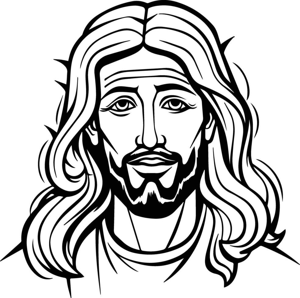 Lord Jesus Black And White Coloring page vector