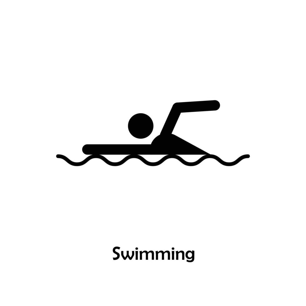 Swimming flat black icon isolated on white background vector