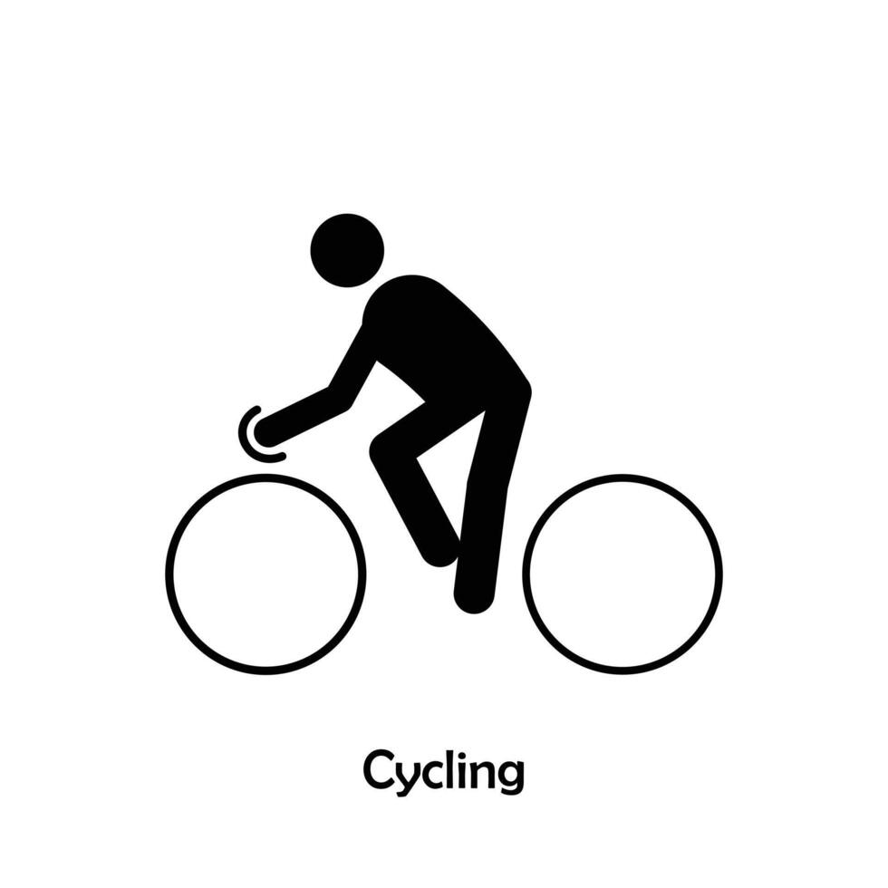 Cycling flat black icon isolated on white background vector