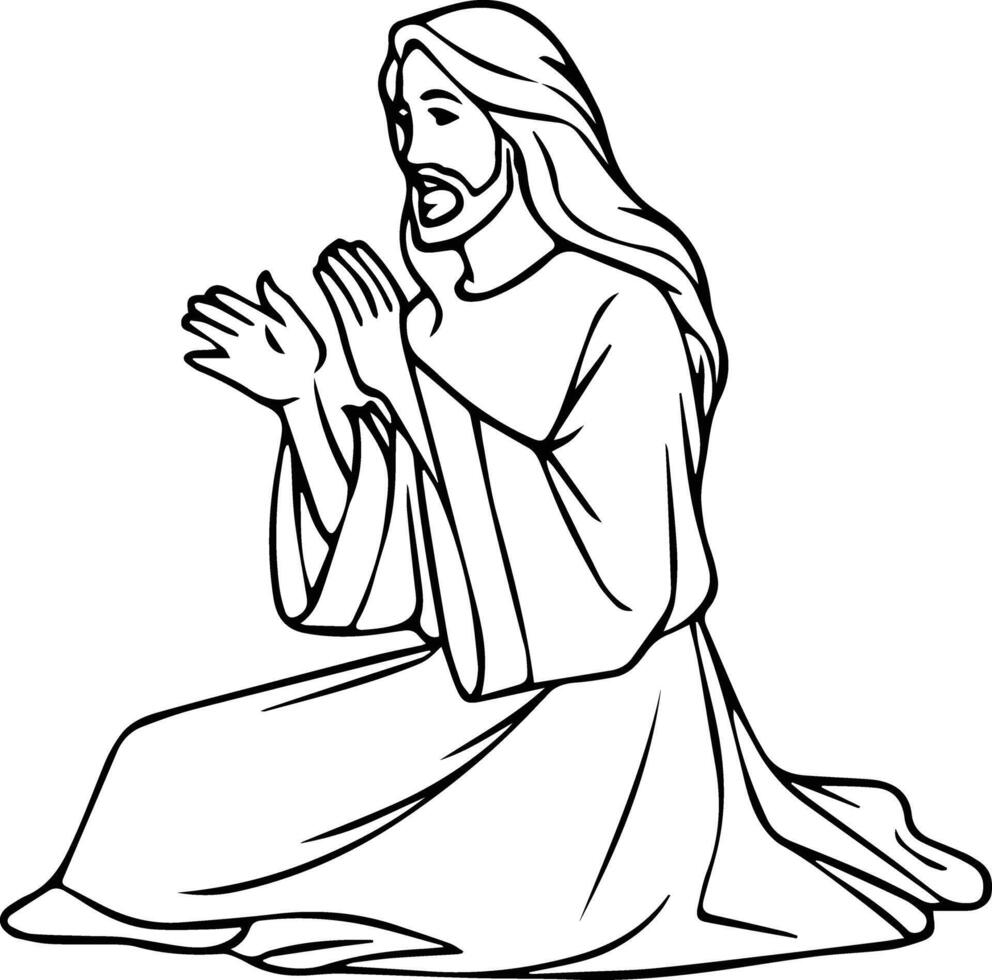 God Jesus , Black And White Coloring Page vector