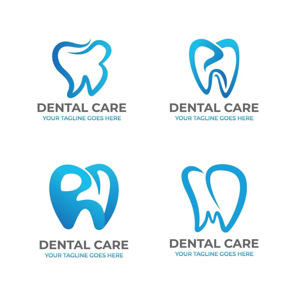 conjunto de dental clínica logo y diente íconos vector