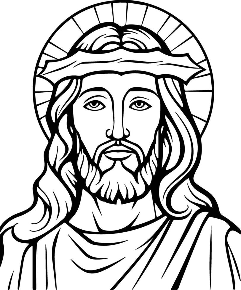 Dios Jesús , negro y blanco colorante página vector