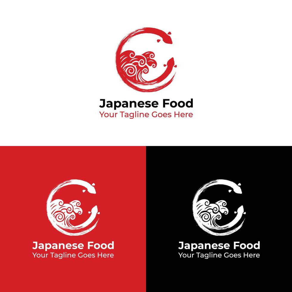 japonés comida logo modelo vector