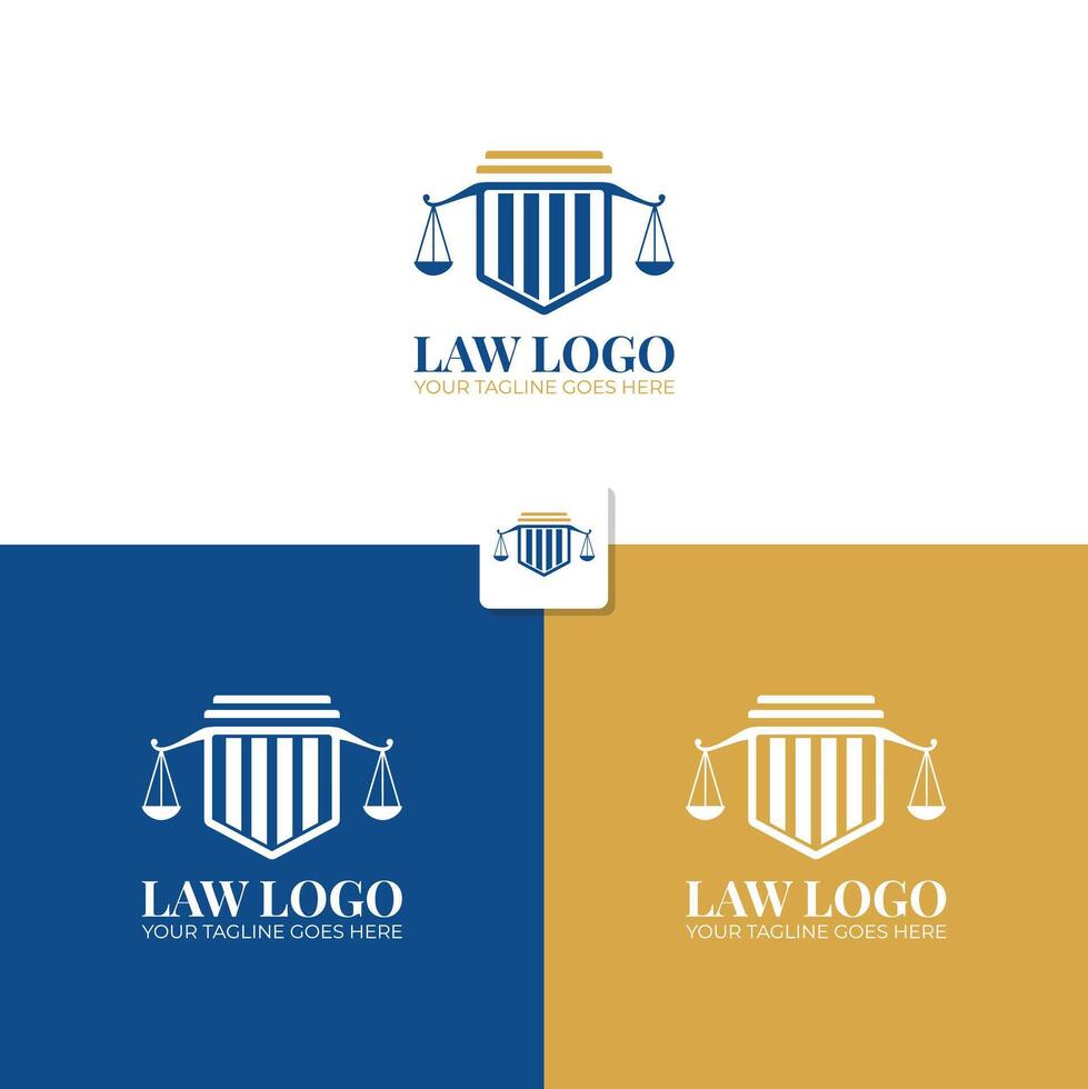 Law logo template design with shield shape and modern style vector