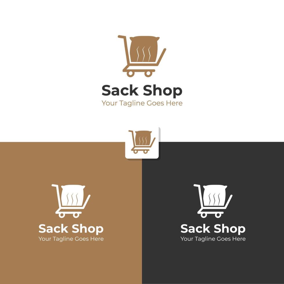 Sack Logo Template Design with shopping basket vector