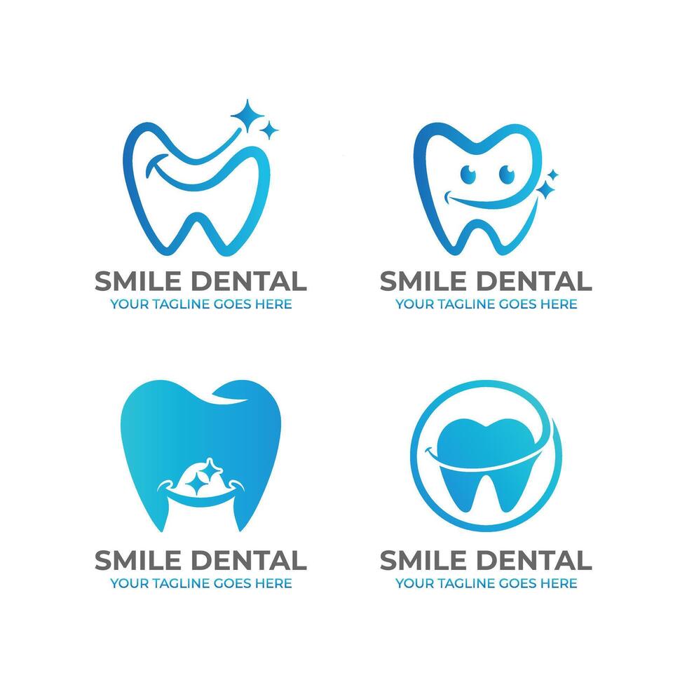 conjunto de dental clínica sonrisa logos y dental íconos vector